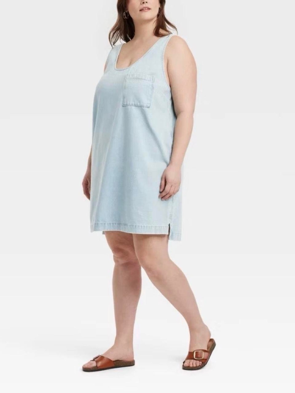 Universal Thread Light Wash Denim Tank Dress w/ Low Back, Size XL, NWOT